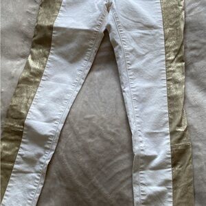 Rag & Bone White Pants with Gold Side Stripes